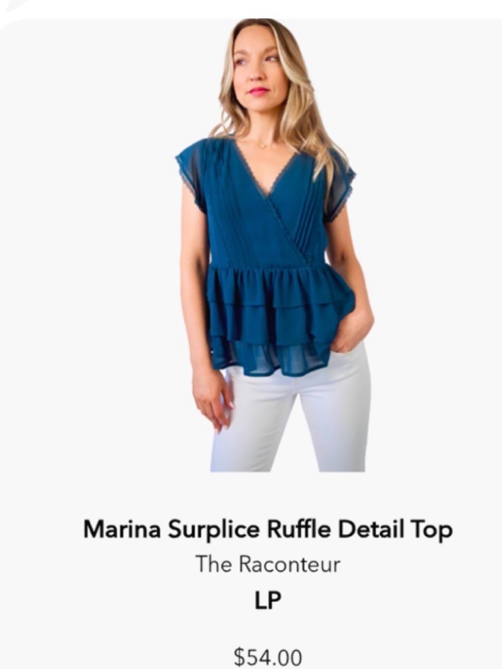 Marina Surplice Ruffle Top in Teal